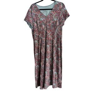 Sahalie Women's Multicolor Paisley Print Cotton Blend Midi Dress Size 1X